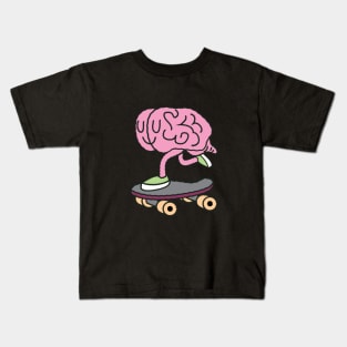 Brain Skateboarding - Funny Sarcastic Doodle Kids T-Shirt